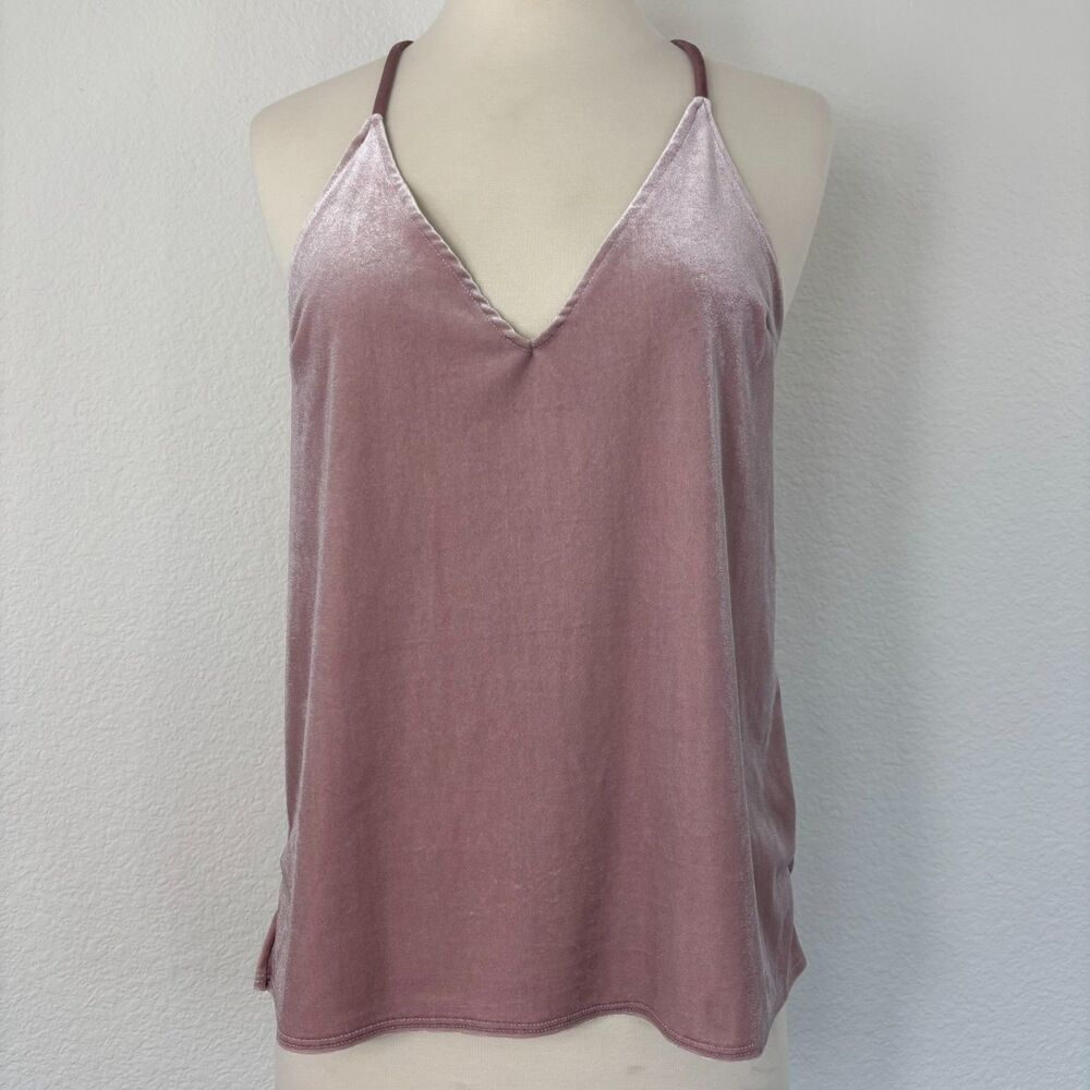 Abercrombie Fitch Women Velvet Cami XS Pink Oversized Coquette Strappy Soft Girl